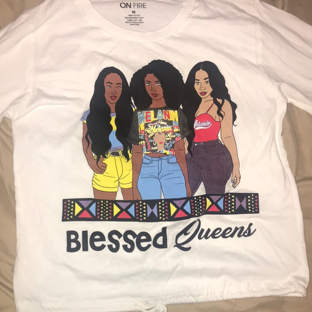 White long sleeve blessed queen shirt